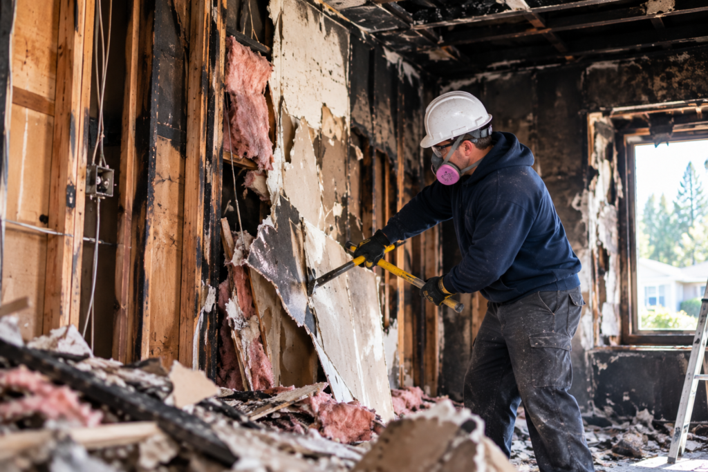 Demolition Of Fire-Damaged Areas In Little Rock, AR